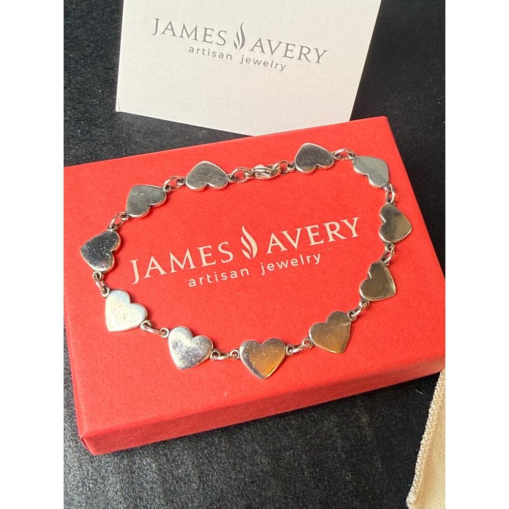 James Avery Retired Heart Link Bracelet Sterling Silver 7"